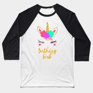 Birthday Girl Unicorn Baseball T-Shirt